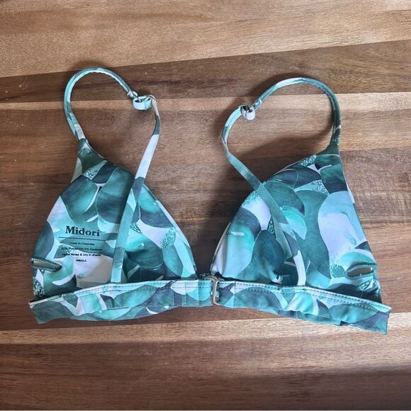 Midori Green & White Eden Tropical Print Bikini Top - Picture 4 of 8